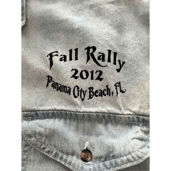 THE AMERICAN BW RALLY BIKE WEEK denim sleeveless shirt size M made in USA - Picture 9 of 13